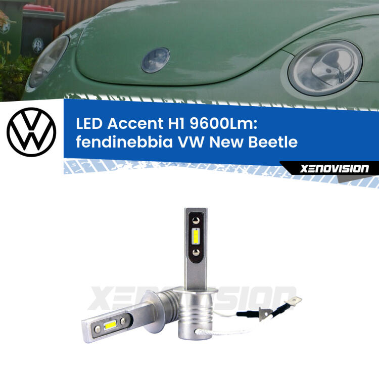 <strong>Kit LED Fendinebbia per VW New Beetle</strong>  1998 - 2005.</strong> Coppia lampade <strong>H1</strong> senza ventola e ultracompatte per installazioni in fari senza spazi.