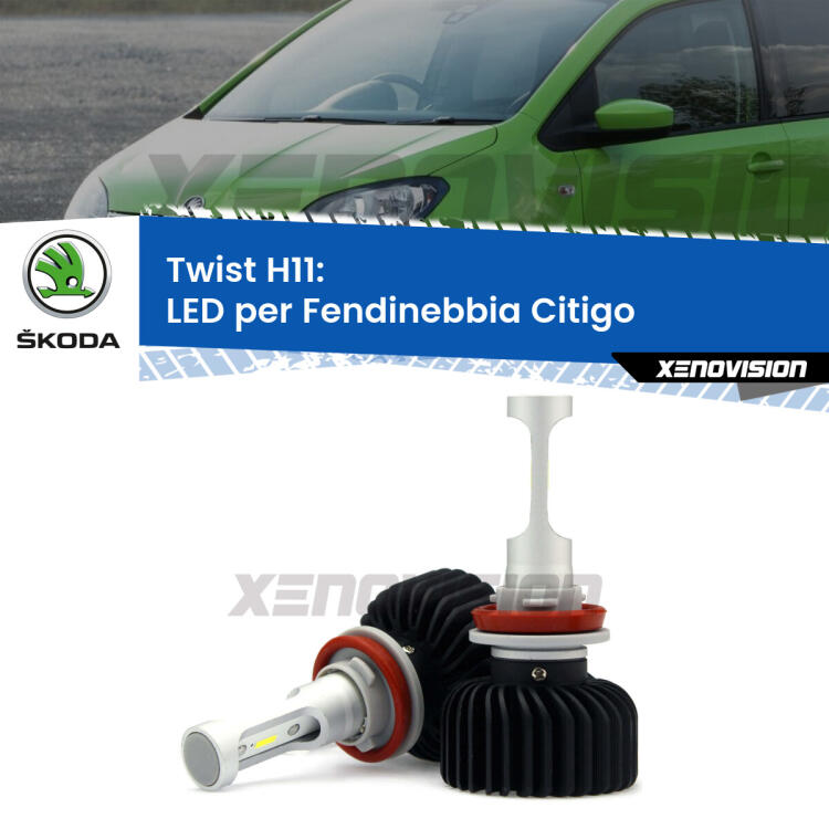 <strong>Kit fendinebbia LED</strong> per <strong>Skoda Citigo</strong>  2017 in poi. Compatte, impermeabili, senza ventola: praticamente indistruttibili. Top Quality.