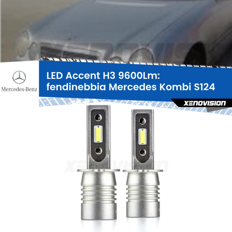 <strong>Kit LED Fendinebbia per Mercedes Kombi</strong> S124 1985 - 1993.</strong> Coppia lampade <strong>H3</strong> senza ventola e ultracompatte per installazioni in fari senza spazi.