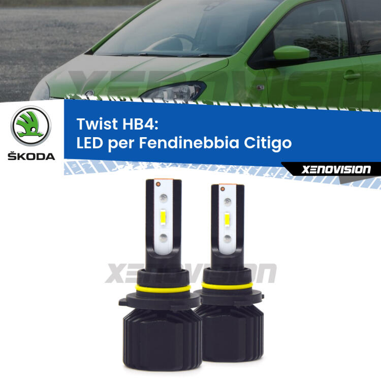 <strong>Kit fendinebbia LED</strong> HB4 per <strong>Skoda Citigo</strong>  2011 - 2017. Compatte, impermeabili, senza ventola: praticamente indistruttibili. Top Quality.