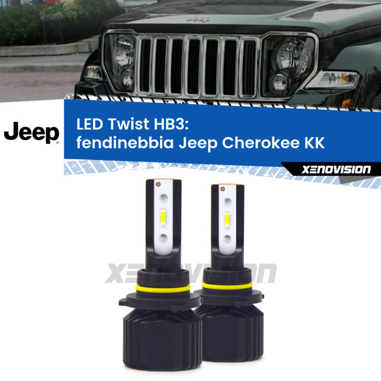 <strong>Kit fendinebbia LED</strong> HB3 per <strong>Jeep Cherokee</strong> KK 2008 - 2013. Compatte, impermeabili, senza ventola: praticamente indistruttibili. Top Quality.