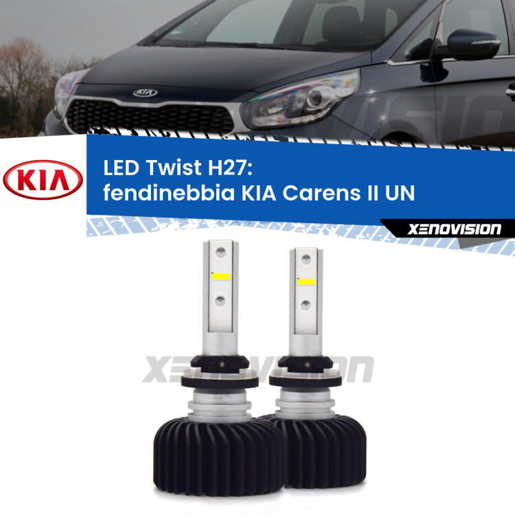 <strong>Kit fendinebbia LED</strong> H27 per <strong>KIA Carens II</strong> UN 2006 - 2011. Compatte, impermeabili, senza ventola: praticamente indistruttibili. Top Quality.