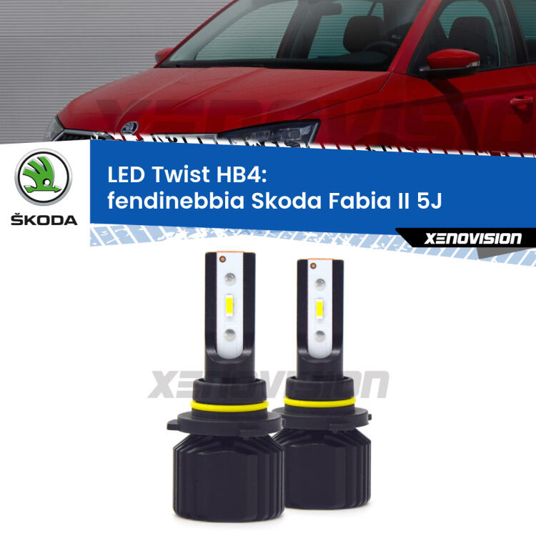 <strong>Kit fendinebbia LED</strong> HB4 per <strong>Skoda Fabia II</strong> 5J 2006 - 2010. Compatte, impermeabili, senza ventola: praticamente indistruttibili. Top Quality.