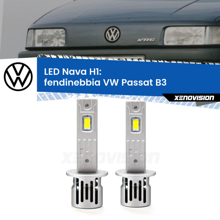 <strong>Fendinebbia LED no-spie per VW Passat</strong> B3 1994 - 1996. Coppia lampade <strong> H1</strong> modello Nava canbus, raffreddate a ventola.