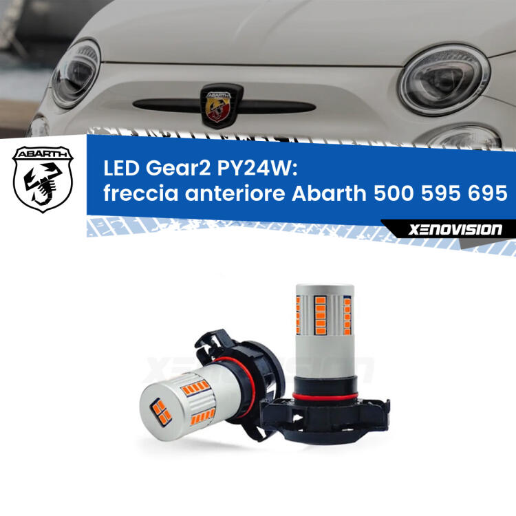 <strong>Freccia Anteriore LED no-spie per Abarth 500 595 695</strong>  2015 - 2022. Coppia lampade <strong>PY24W</strong> modello Gear2 no Hyperflash.