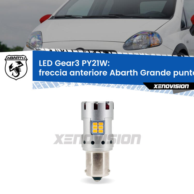 <strong>Freccia Anteriore LED no-spie per Abarth Grande punto</strong>  2007 - 2010. Lampada <strong>PY21W</strong> modello Gear3 no Hyperflash, raffreddata a ventola.