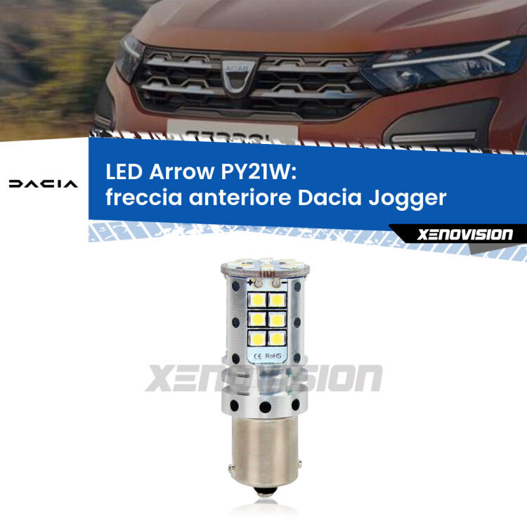 <strong>Freccia Anteriore LED no-spie per Dacia Jogger</strong>  2021 in poi. Lampada <strong>PY21W</strong> modello top di gamma Arrow.