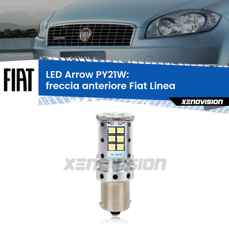 <strong>Freccia Anteriore LED no-spie per Fiat Linea</strong>  2007 - 2018. Lampada <strong>PY21W</strong> modello top di gamma Arrow.
