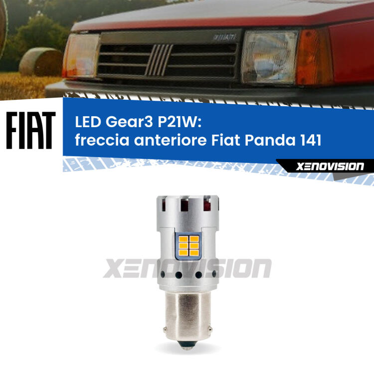 <strong>Freccia Anteriore LED no-spie per Fiat Panda</strong> 141 1982 - 2004. Lampada <strong>P21W</strong> modello Gear3 no Hyperflash, raffreddata a ventola.
