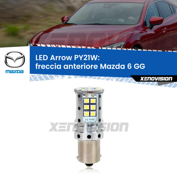 <strong>Freccia Anteriore LED no-spie per Mazda 6</strong> GG 2002 - 2007. Lampada <strong>PY21W</strong> modello top di gamma Arrow.