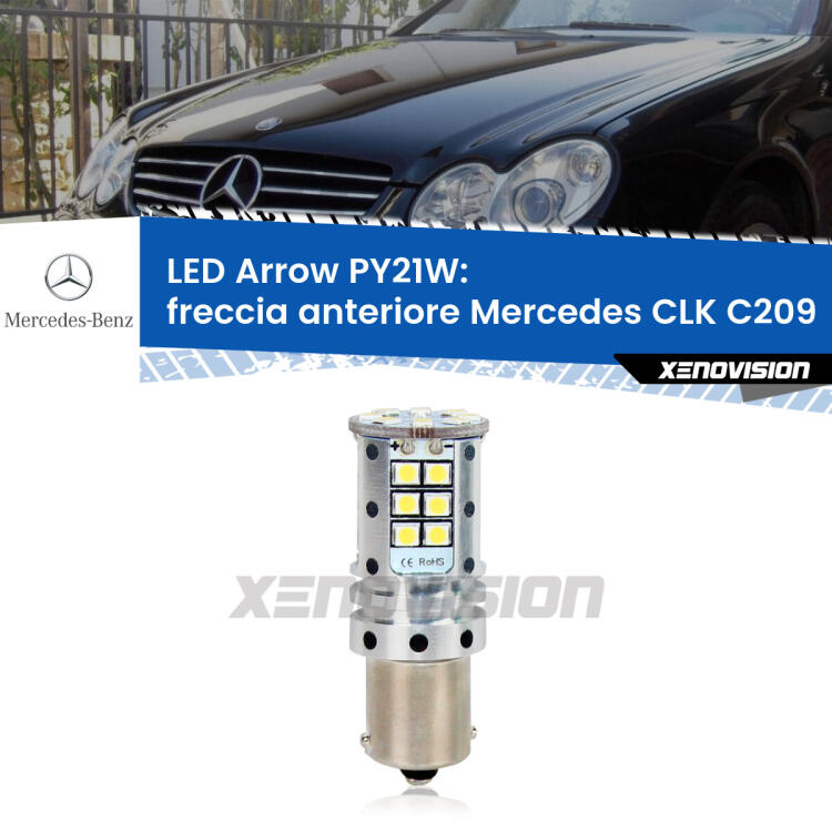 <strong>Freccia Anteriore LED no-spie per Mercedes CLK</strong> C209 2002 - 2009. Lampada <strong>PY21W</strong> modello top di gamma Arrow.