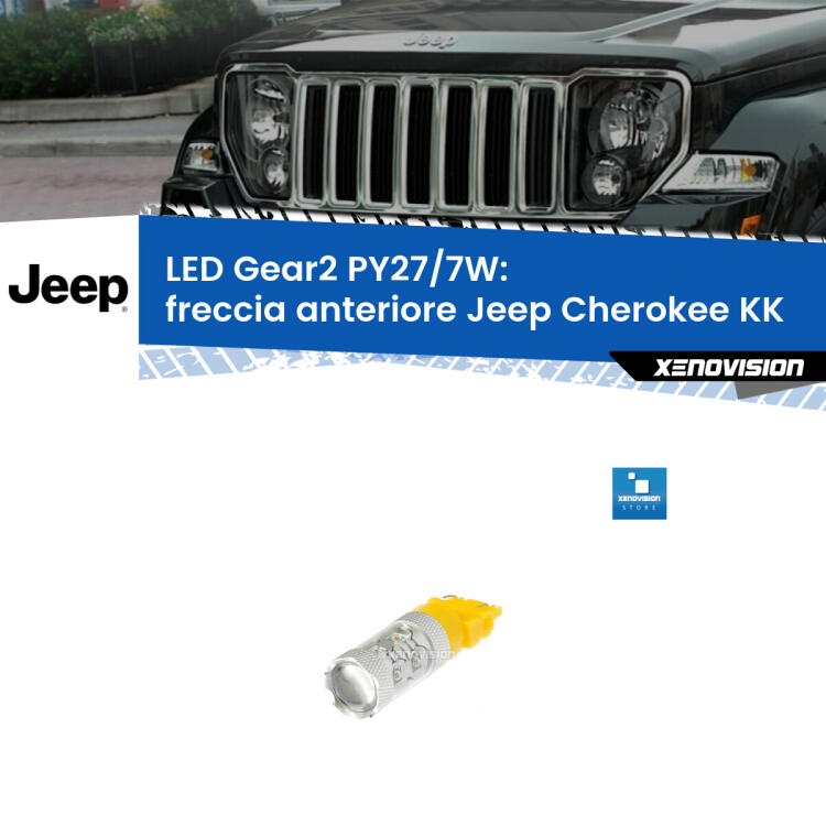 <strong>Freccia Anteriore LED per Jeep Cherokee</strong> KK 2008 - 2013. Lampada <strong>PY27/7W</strong> non canbus.