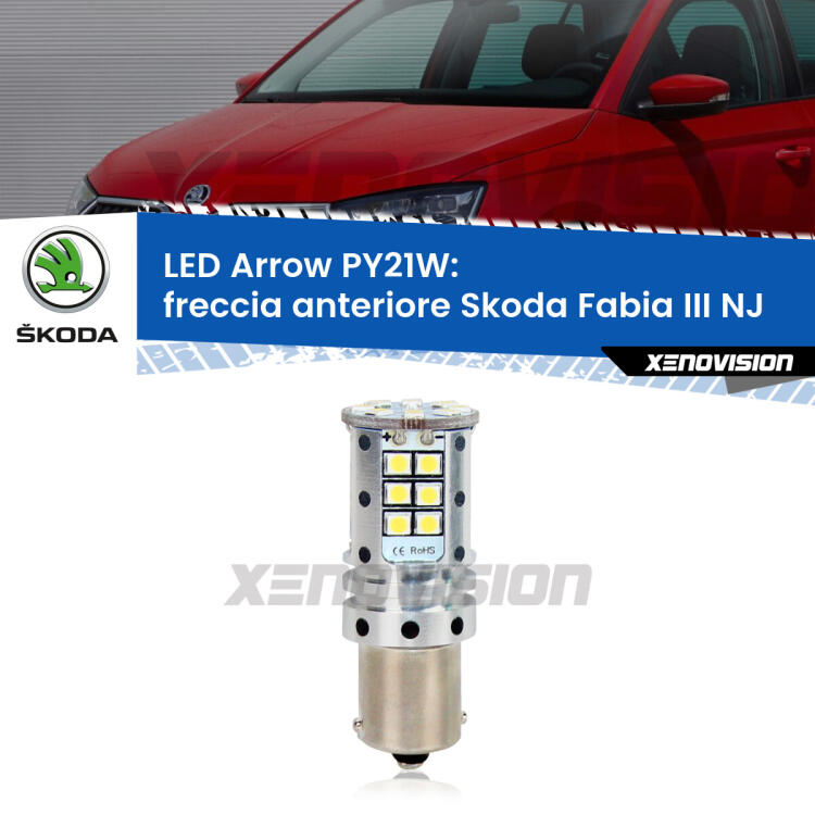 <strong>Freccia Anteriore LED no-spie per Skoda Fabia III</strong> NJ a parabola singola. Lampada <strong>PY21W</strong> modello top di gamma Arrow.