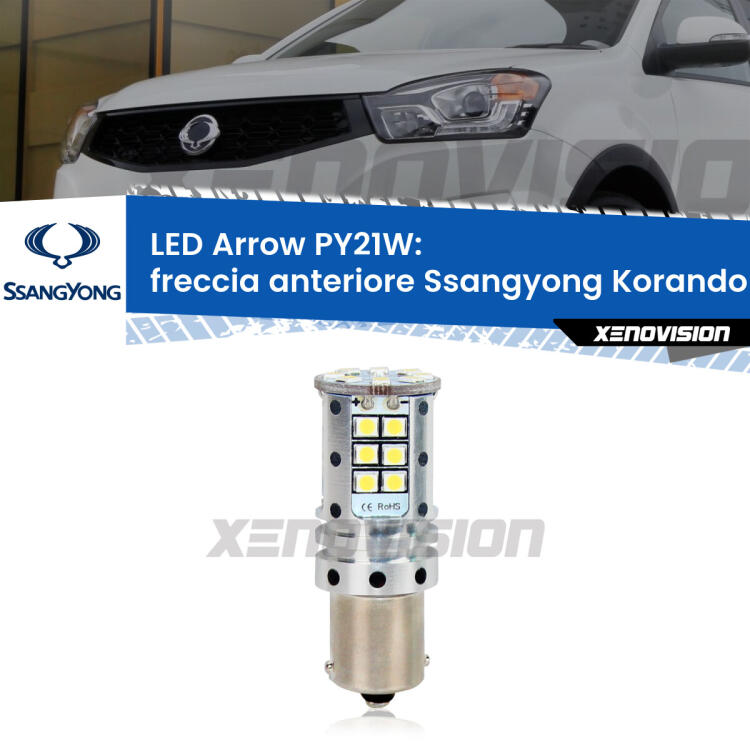 <strong>Freccia Anteriore LED no-spie per Ssangyong Korando</strong> Mk3 2010 - 2012. Lampada <strong>PY21W</strong> modello top di gamma Arrow.