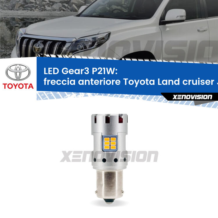 <strong>Freccia Anteriore LED no-spie per Toyota Land cruiser</strong> J80 1990 - 1997. Lampada <strong>P21W</strong> modello Gear3 no Hyperflash, raffreddata a ventola.