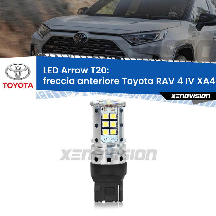 <strong>Freccia Anteriore LED no-spie per Toyota RAV 4 IV</strong> XA40 2012 - 2018. Lampada <strong>T20</strong> no Hyperflash modello Arrow.