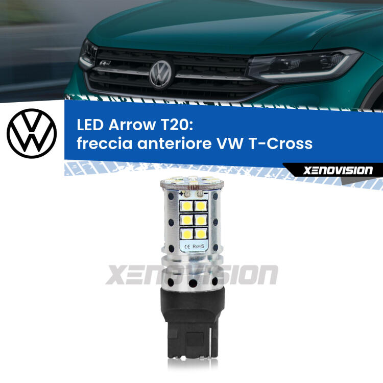 <strong>Freccia Anteriore LED no-spie per VW T-Cross</strong>  2018 in poi. Lampada <strong>T20</strong> no Hyperflash modello Arrow.