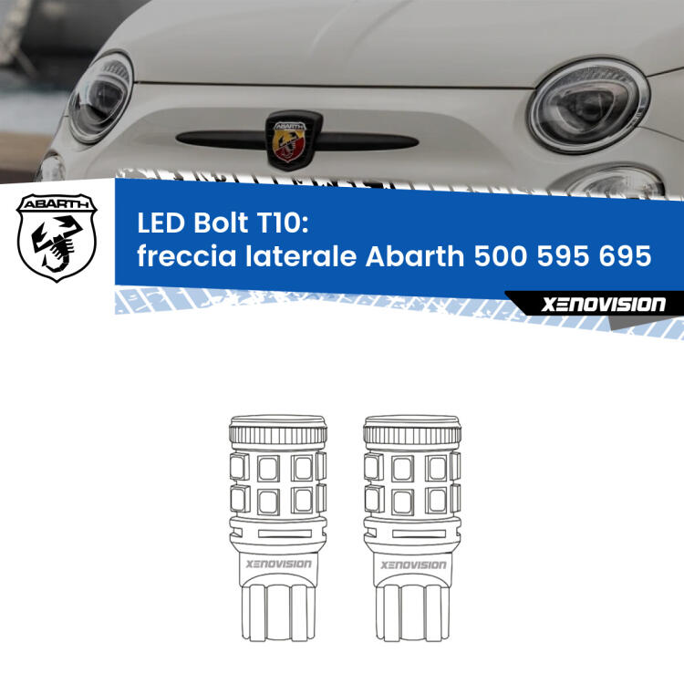 <strong>Freccia laterale LED per Abarth 500 595 695</strong>  2008 - 2022. Coppia lampade <strong>T10</strong> modello Bolt canbus.