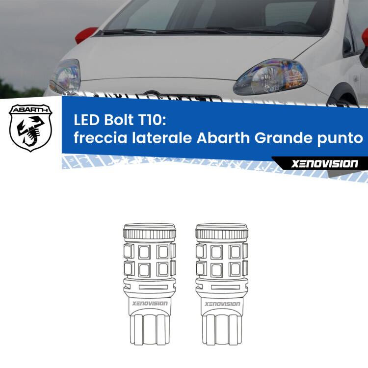 <strong>Freccia laterale LED per Abarth Grande punto</strong>  2007 - 2010. Coppia lampade <strong>T10</strong> modello Bolt canbus.