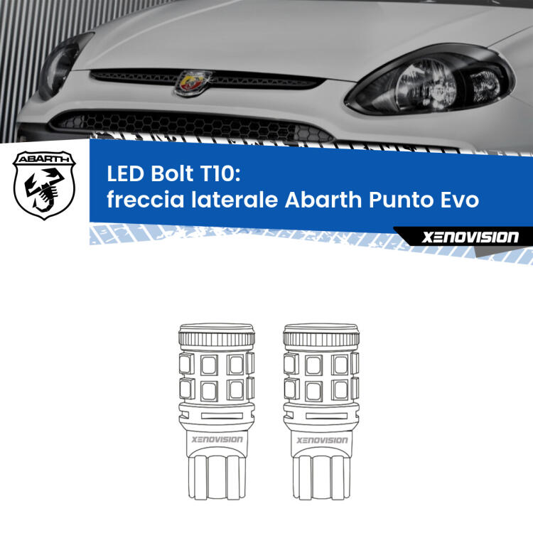 <strong>Freccia laterale LED per Abarth Punto Evo</strong>  2010 - 2014. Coppia lampade <strong>T10</strong> modello Bolt canbus.