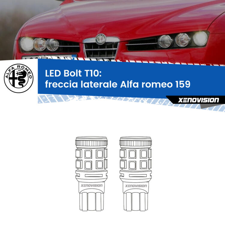 <strong>Freccia laterale LED per Alfa romeo 159</strong>  2005 - 2012. Coppia lampade <strong>T10</strong> modello Bolt canbus.