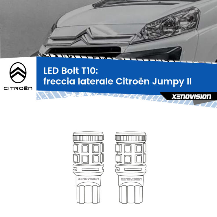 <strong>Freccia laterale LED per Citroën Jumpy</strong> II 2006 - 2015. Coppia lampade <strong>T10</strong> modello Bolt canbus.