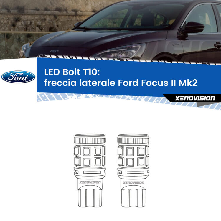 <strong>Freccia laterale LED per Ford Focus</strong> Mk2 2004 - 2011. Coppia lampade <strong>T10</strong> modello Bolt canbus.