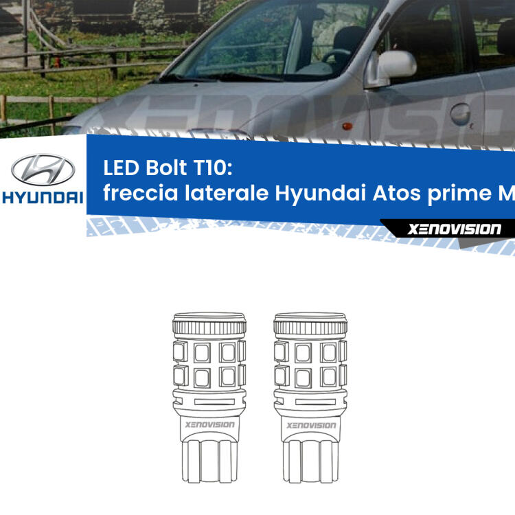 <strong>Freccia laterale LED per Hyundai Atos prime</strong> MX 1997 - 2008. Coppia lampade <strong>T10</strong> modello Bolt canbus.