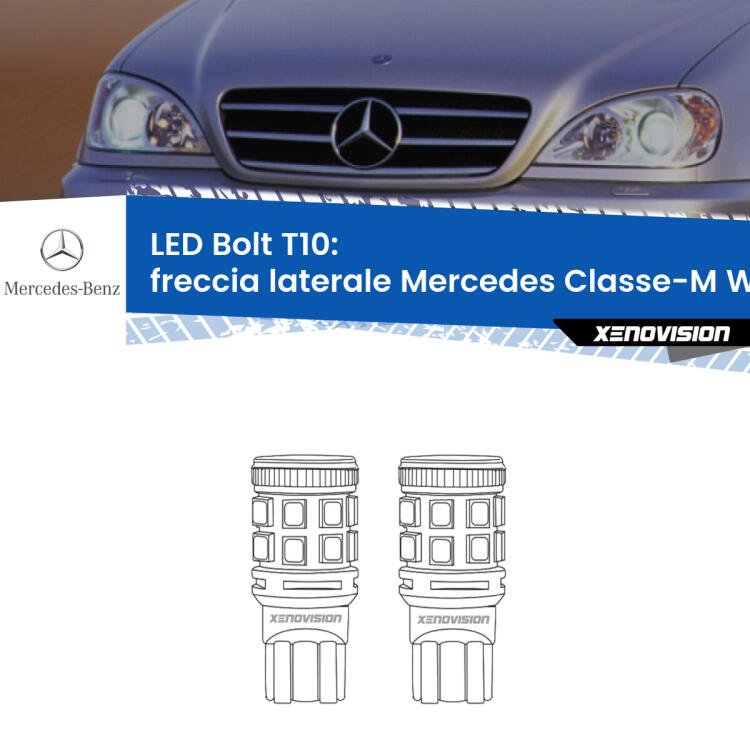 <strong>Freccia laterale LED per Mercedes Classe-M</strong> W163 1998 - 2000. Coppia lampade <strong>T10</strong> modello Bolt canbus.