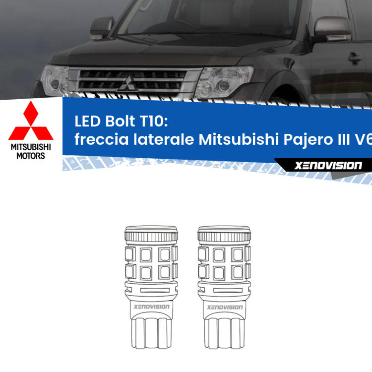 <strong>Freccia laterale LED per Mitsubishi Pajero III</strong> V60 2002 - 2007. Coppia lampade <strong>T10</strong> modello Bolt canbus.