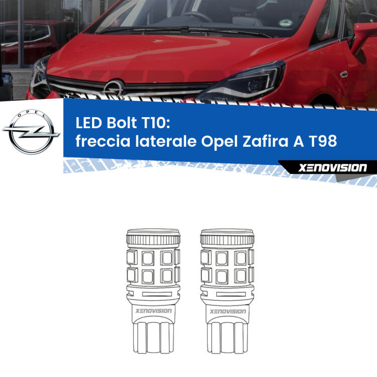 <strong>Freccia laterale LED per Opel Zafira A</strong> T98 1999 - 2005. Coppia lampade <strong>T10</strong> modello Bolt canbus.