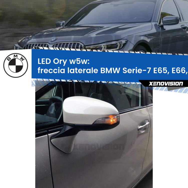 <strong>LED freccia laterale w5w per BMW Serie-7</strong> E65, E66, E67 faro giallo. Una lampadina <strong>w5w</strong> canbus luce arancio modello Ory Xenovision.