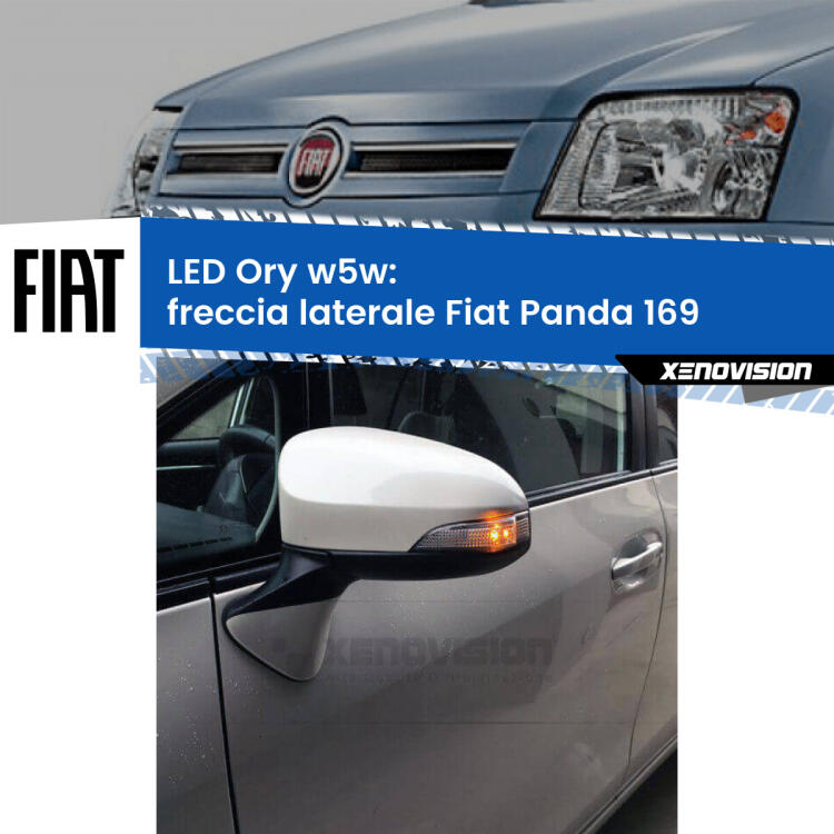<strong>LED freccia laterale w5w per Fiat Panda</strong> 169 2003 - 2012. Una lampadina <strong>w5w</strong> canbus luce arancio modello Ory Xenovision.