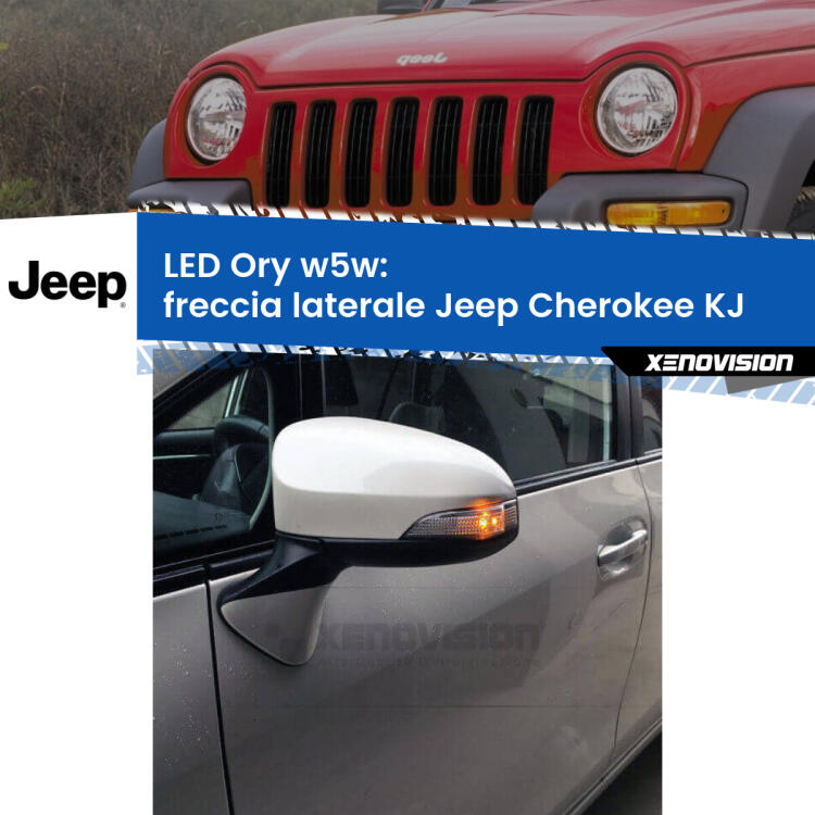 <strong>LED freccia laterale w5w per Jeep Cherokee</strong> KJ 2002 - 2007. Una lampadina <strong>w5w</strong> canbus luce arancio modello Ory Xenovision.