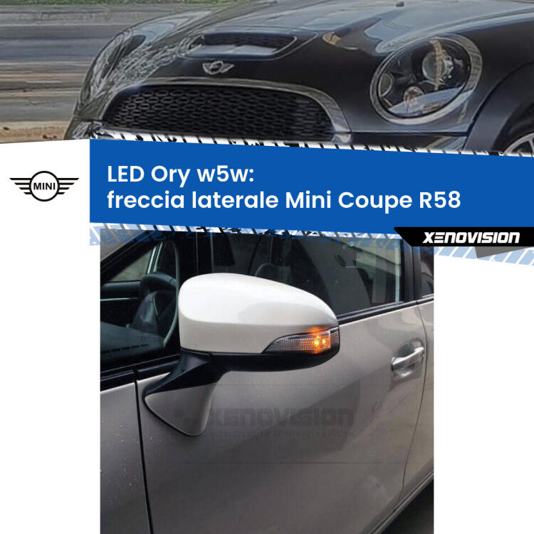<strong>LED freccia laterale w5w per Mini Coupe</strong> R58 2011 - 2015. Una lampadina <strong>w5w</strong> canbus luce arancio modello Ory Xenovision.
