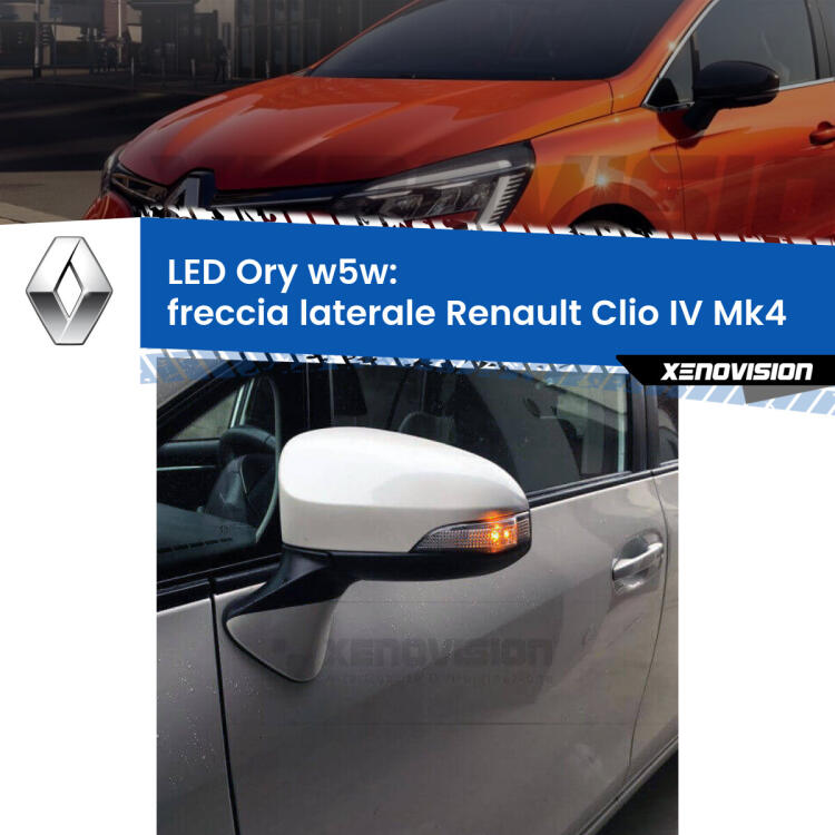 <strong>LED freccia laterale w5w per Renault Clio IV</strong>  2012 - 2018. Una lampadina <strong>w5w</strong> canbus luce arancio modello Ory Xenovision.