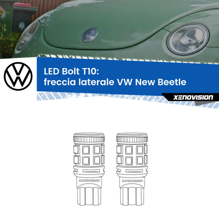 <strong>Freccia laterale LED per VW New Beetle</strong>  1998 - 2010. Coppia lampade <strong>T10</strong> modello Bolt canbus.