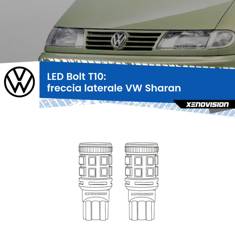 <strong>Freccia laterale LED per VW Sharan</strong>  faro bianco. Coppia lampade <strong>T10</strong> modello Bolt canbus.