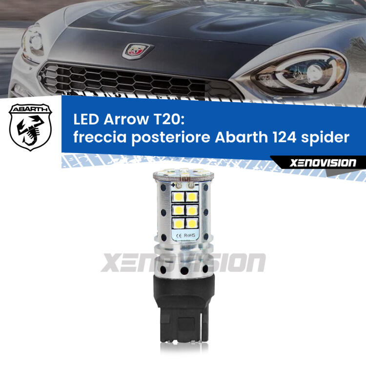 <strong>Freccia posteriore LED no-spie per Abarth 124 spider</strong>  2016 - 2019. Lampada <strong>T20</strong> no Hyperflash modello Arrow.