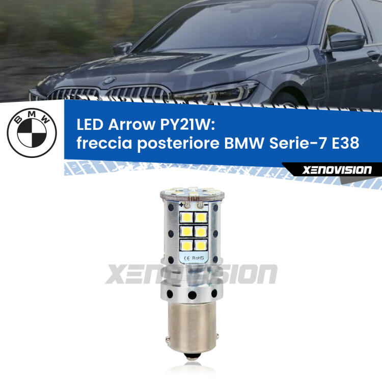 <strong>Freccia posteriore LED no-spie per BMW Serie-7</strong> E38 faro bianco. Lampada <strong>PY21W</strong> modello top di gamma Arrow.