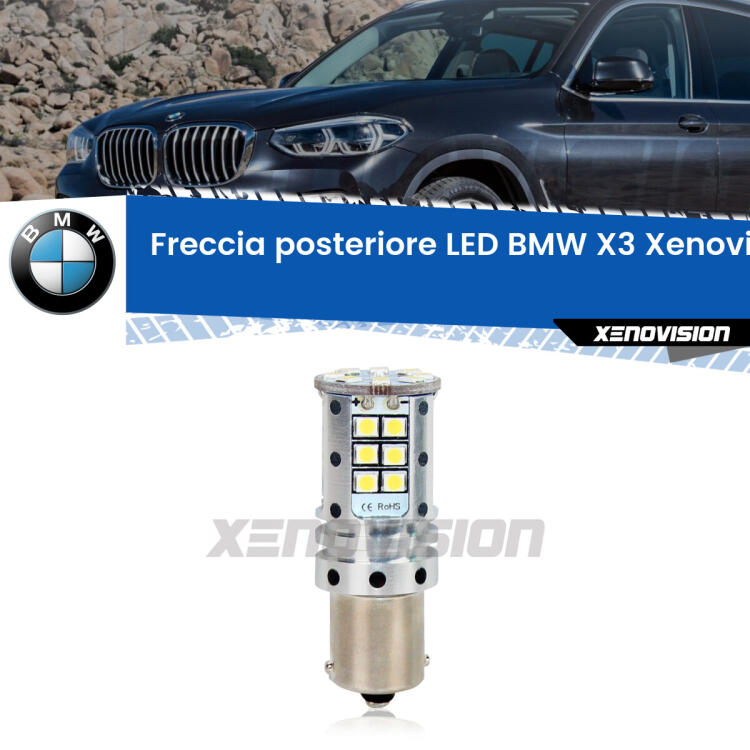 <strong>LED </strong><strong>P21W</strong><strong> p</strong><strong><strong>e</strong>r freccia posteriore BMW X3</strong>. 8x volte più luce, No Hyperflash, dimensioni compatte. Qualità Massima.