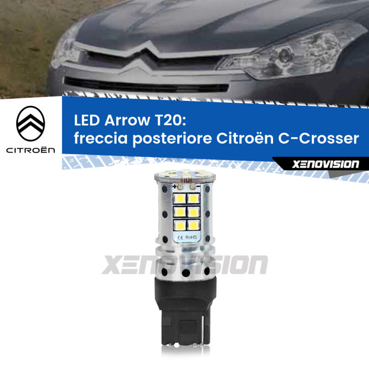 <strong>Freccia posteriore LED no-spie per Citroën C-Crosser</strong>  2007 - 2012. Lampada <strong>T20</strong> no Hyperflash modello Arrow.