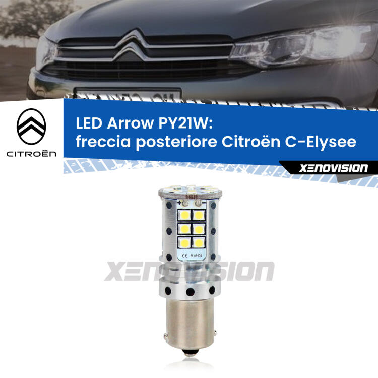 <strong>Freccia posteriore LED no-spie per Citroën C-Elysee</strong>  2012 in poi. Lampada <strong>PY21W</strong> modello top di gamma Arrow.