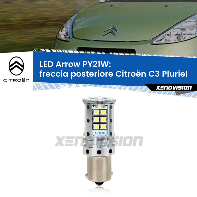 <strong>Freccia posteriore LED no-spie per Citroën C3 Pluriel</strong>  2003 - 2010. Lampada <strong>PY21W</strong> modello top di gamma Arrow.