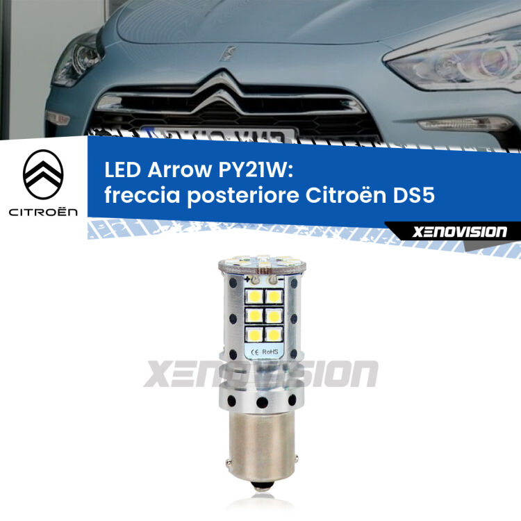 <strong>Freccia posteriore LED no-spie per Citroën DS5</strong>  Versione 1. Lampada <strong>PY21W</strong> modello top di gamma Arrow.