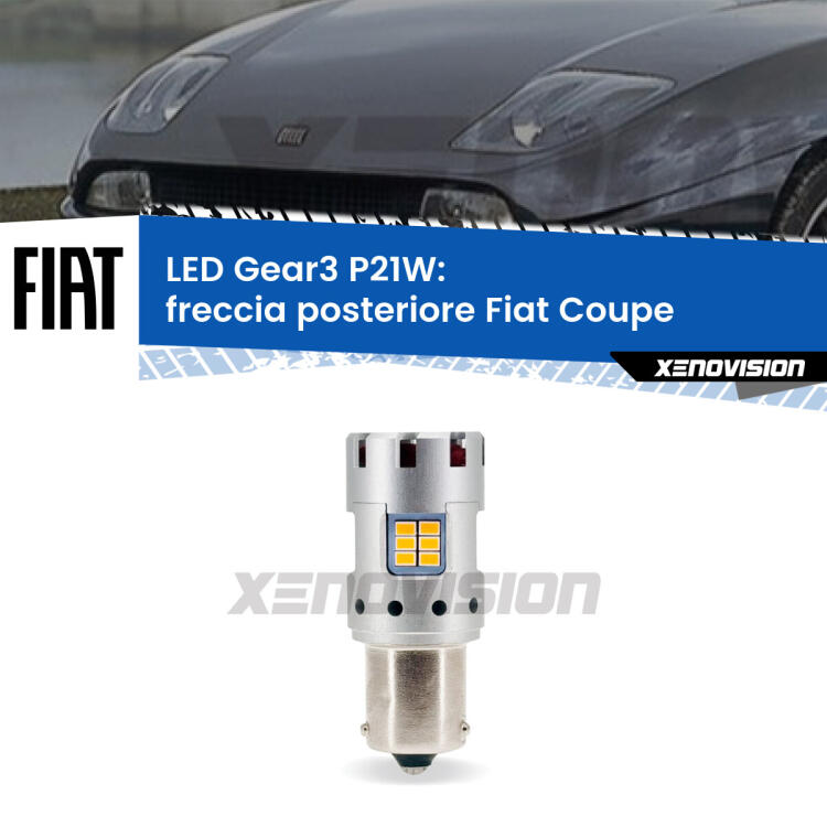<strong>Freccia posteriore LED no-spie per Fiat Coupe</strong>  1993 - 2000. Lampada <strong>P21W</strong> modello Gear3 no Hyperflash, raffreddata a ventola.