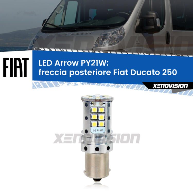 <strong>Freccia posteriore LED no-spie per Fiat Ducato</strong> 250 2006 - 2018. Lampada <strong>PY21W</strong> modello top di gamma Arrow.