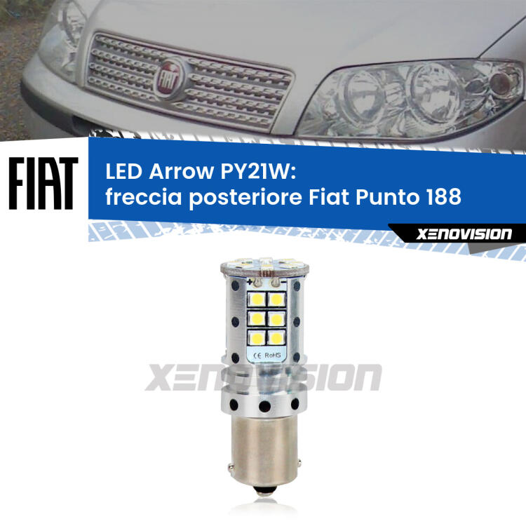 <strong>Freccia posteriore LED no-spie per Fiat Punto</strong> 188 1999 - 2010. Lampada <strong>PY21W</strong> modello top di gamma Arrow.