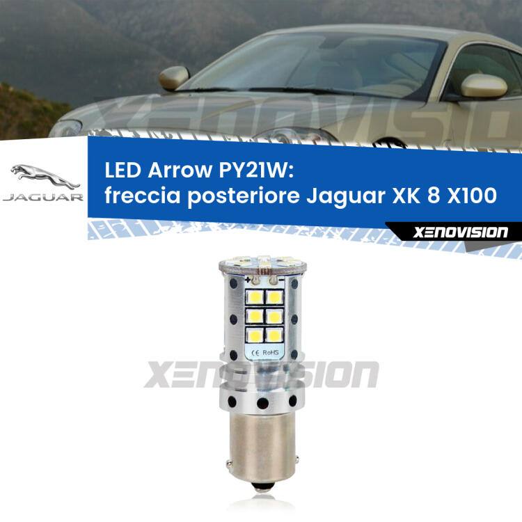 <strong>Freccia posteriore LED no-spie per Jaguar XK 8</strong> X100 1996 - 2005. Lampada <strong>PY21W</strong> modello top di gamma Arrow.