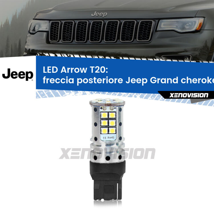 <strong>Freccia posteriore LED no-spie per Jeep Grand cherokee IV</strong> WK2 2011 - 2020. Lampada <strong>T20</strong> no Hyperflash modello Arrow.